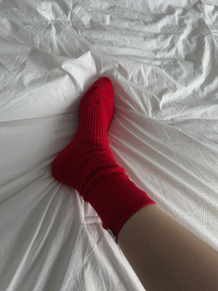 Patch Socks ( Black / Ivory / Red )